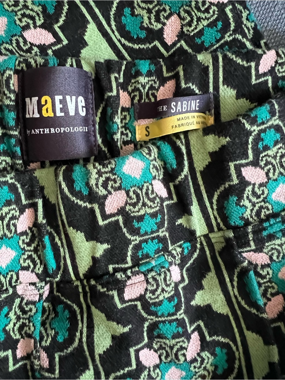 Maeve Green, Teal, and Pink Patterned Wide-Leg Pants - Picture 2 of 4